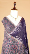 Purple color soft cotton shibori print saree with ajrakh pallu