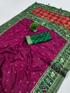 Magenta color patola silk saree with foil printed work