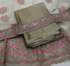 Embroidery blouse & belt with gray coding chiffon saree
