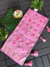 Baby pink color dola silk saree with zari woven work