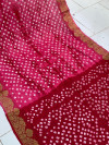 Pink color hand bandhej silk saree with shibori printed work