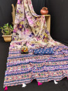 Multi color soft linen cotton saree with ajrakh pallu