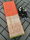 Red color kanchipuram silk saree with zari weaving work