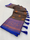 Gray color kanjivaram silk saree with woven design