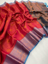 Pink color kanjivaram silk saree with woven design