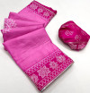 Baby pink color dola silk saree with woven design