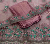 Embroidery blouse & belt with pink coding chiffon saree