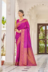 Purple color soft banarasi silk saree with zari weaving work