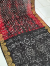 Multi color hand bandhej silk saree with shibori printed work