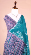 Rama green color soft cotton shibori print saree with ajrakh pallu