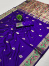Violet  color paithani silk saree with zari weaving work