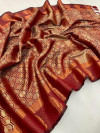 Maroon color kanchipuram silk saree with zari weaving work