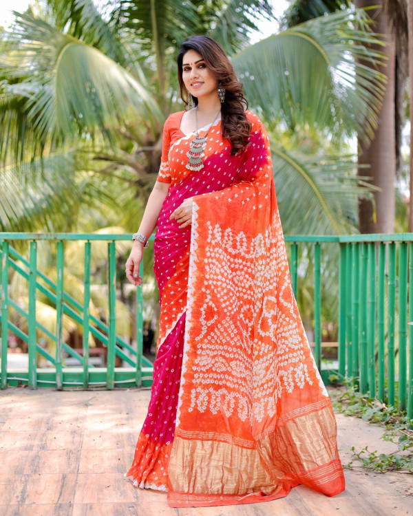 Rajah Orange Ikat Woven Cotton Silk Saree – MySilkLove