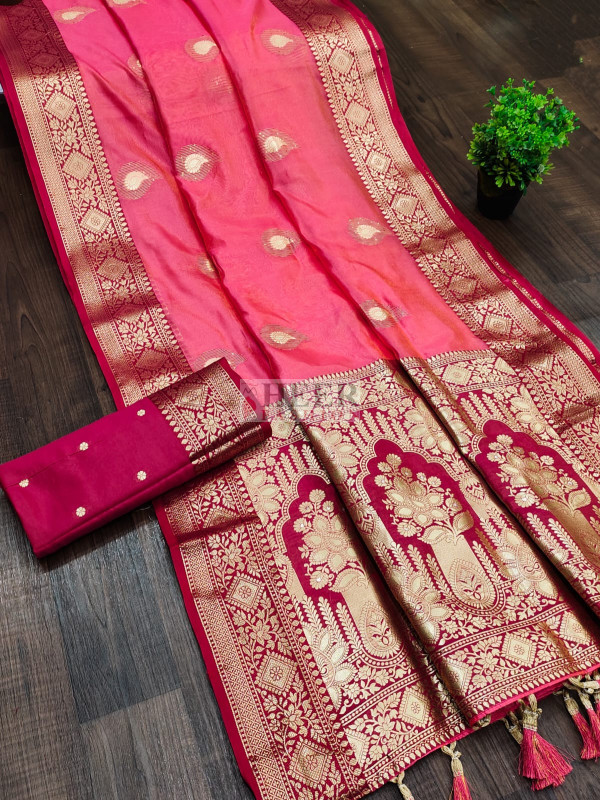 Banarasi BISCUIT Woven Design Work Wear Saree with blouse - Indethnic -  3736149