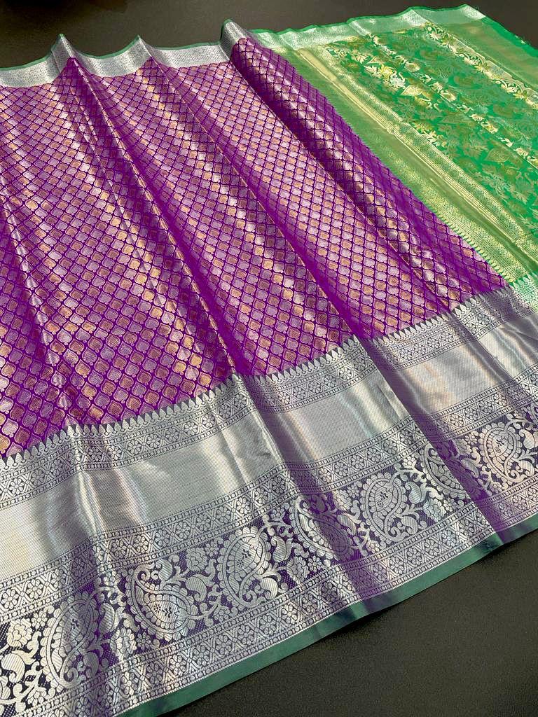 Grape Purple Zari Weaving Silk Saree