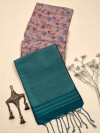 Rama green bhagalpuri tussar silk saree with floral printed work