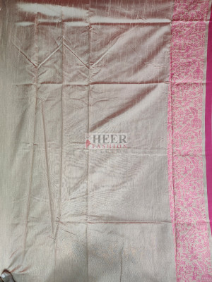 Pink banglori handloom raw silk saree with weaving work