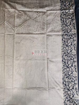 Black banglori handloom raw silk saree with weaving work