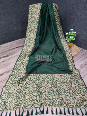 Green banglori handloom raw silk saree with weaving work