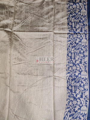 Navy blue banglori handloom raw silk saree with weaving work
