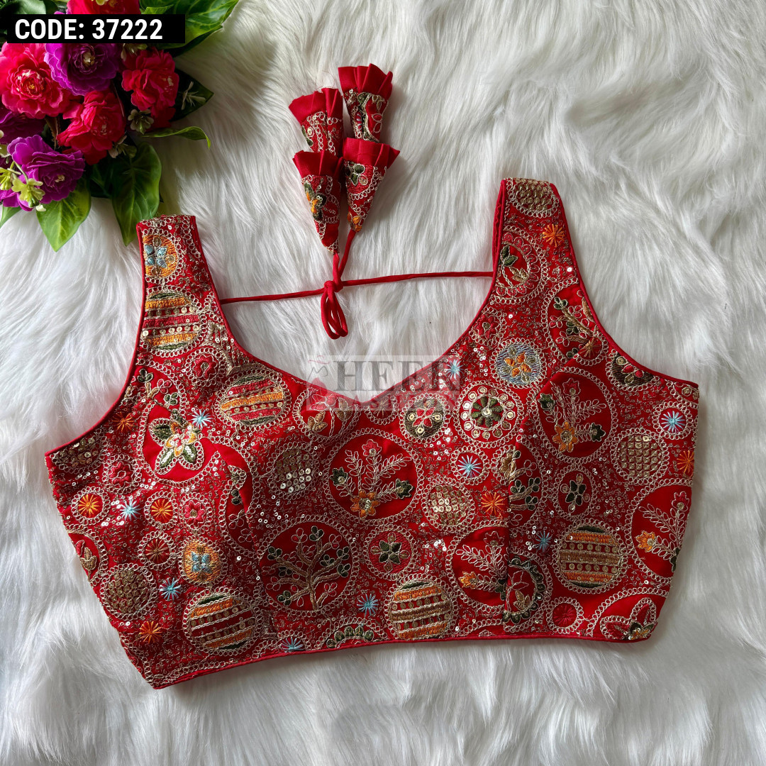 red fancy blouse