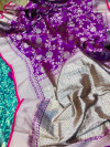 Purple color kanchipuram silk handloom saree with zari work