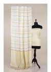 Linen saree with zari woven pallu