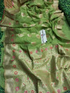 Pista green color soft linen silk saree
