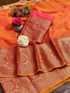 Orange color doriya Soft cotton saree
