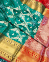 Rama green color kanchipuram handloom weaving silk saree with zari woven work