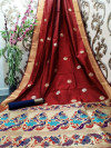 Maroon color paithani silk saree with zari work
