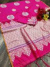 Pink color soft cotton silk weaving work saree