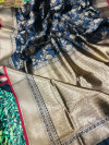 Gray color kanchipuram silk handloom saree with zari work