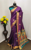 Purple color Paithani silk zari work saree