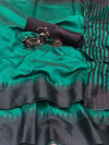 Green color raw silk saree with lining pallu