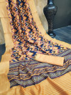 Linen cotton saree with zari woven border