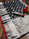 Black color Lichi silk Zari weaving work saree