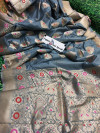 Gray colo soft linen silk saree