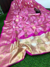 Pink color satrangi silk saree