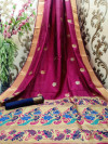 Pink color paithani silk saree with zari work