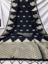 Black color banarasi silk saree with zari woven work