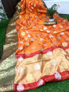 Orange color satrangi silk saree