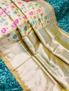 Yellow color kanchipuram silk handloom saree with zari weaving work