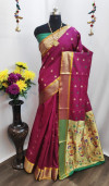 Magenta color paithani silk weaving work saree