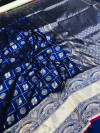 Royal blue color lichi silk weaving saree with zari work