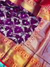 magenta color kanchipuram handloom weaving silk saree with zari woven work
