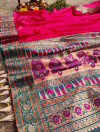 Pink color banarasi silk saree with weaving work