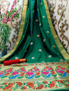 Green color paithani silk saree with zari work
