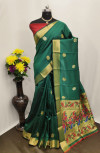 Green color Paithani silk zari work saree