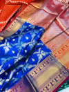 Royal blue color kanchipuram handloom weaving silk saree with zari woven work